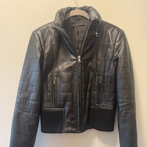 Elie Tahari Black Leather Moto-Style Jacket